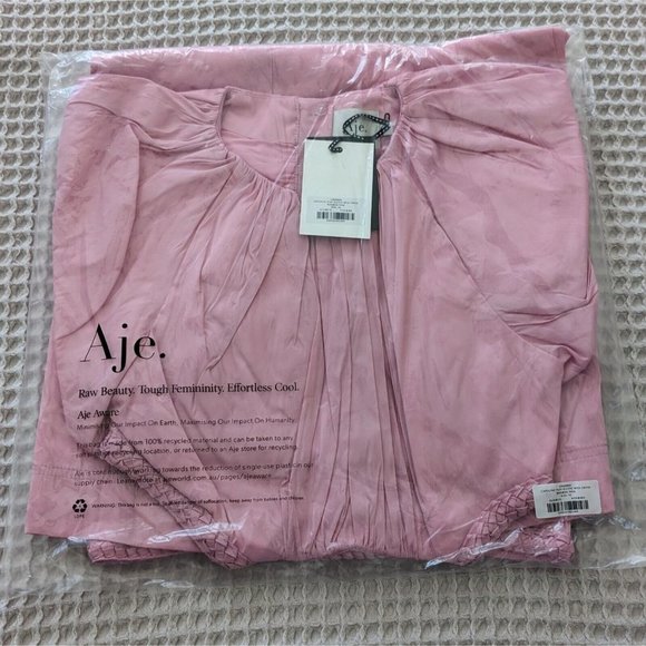 Aje Capucine Puff Sleeve Midi Dress Size 10 Bon Bon Pink BNWT - Picture 5 of 7